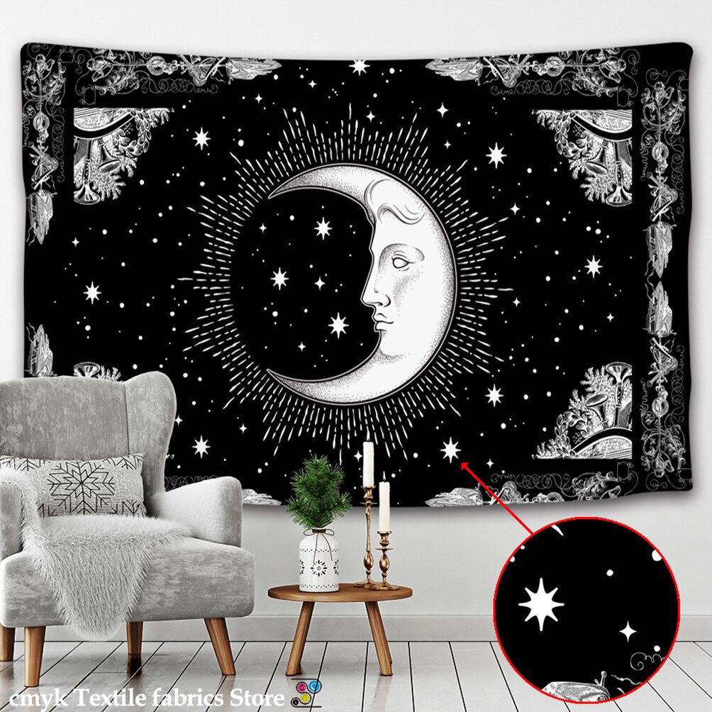 Mandala Tapestry White Black Sun And Moon Tapestry Wall Hanging Tarot Hippie Wall Rugs Dorm Decor Blanket Mandala Tapestry White Black Sun And Moon Tapestry Wall Hanging Tarot Hippie Wall Rugs Dorm Decor Blanket