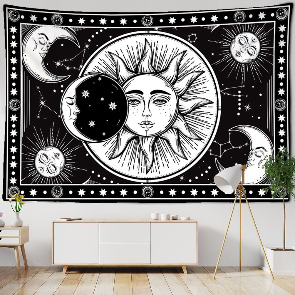 Mandala Tapestry White Black Sun And Moon Tapestry Wall Hanging Tarot Hippie Wall Rugs Dorm Decor Blanket Mandala Tapestry White Black Sun And Moon Tapestry Wall Hanging Tarot Hippie Wall Rugs Dorm Decor Blanket