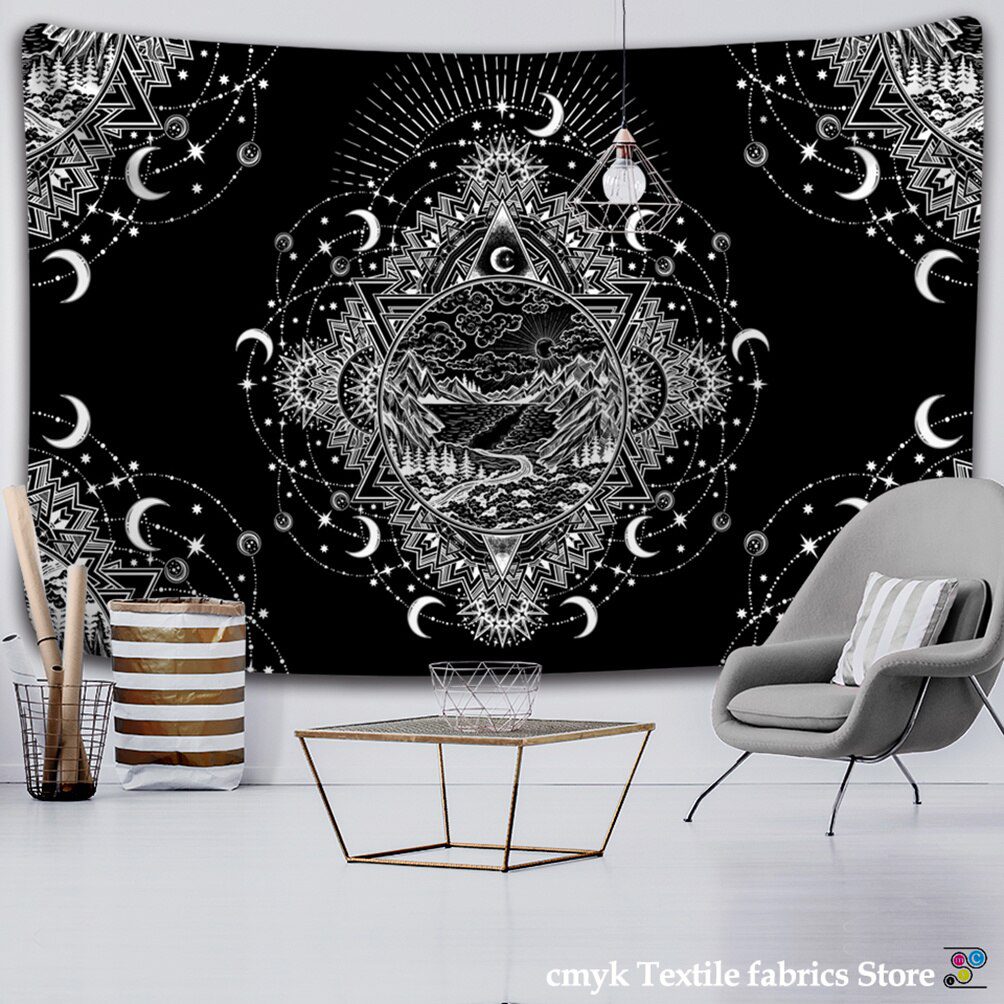 Mandala Tapestry White Black Sun And Moon Tapestry Wall Hanging Tarot Hippie Wall Rugs Dorm Decor Blanket Mandala Tapestry White Black Sun And Moon Tapestry Wall Hanging Tarot Hippie Wall Rugs Dorm Decor Blanket