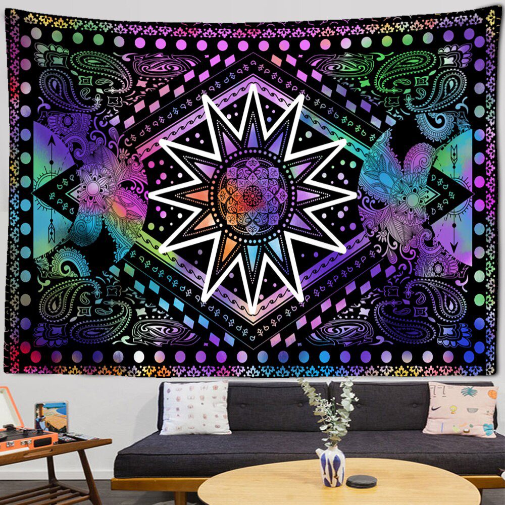 Mandala Tapestry White Black Sun And Moon Tapestry Wall Hanging Tarot Hippie Wall Rugs Dorm Decor Blanket