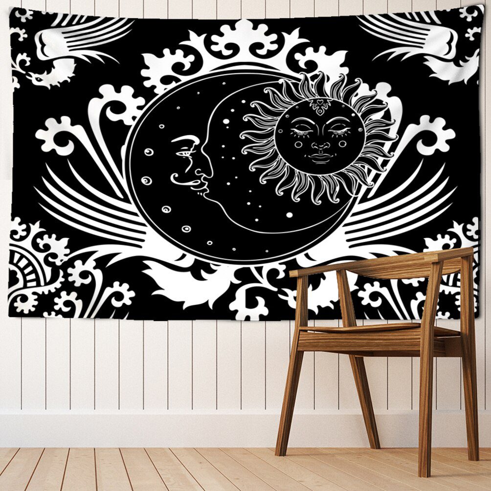 Mandala Tapestry White Black Sun And Moon Tapestry Wall Hanging Tarot Hippie Wall Rugs Dorm Decor Blanket Mandala Tapestry White Black Sun And Moon Tapestry Wall Hanging Tarot Hippie Wall Rugs Dorm Decor Blanket