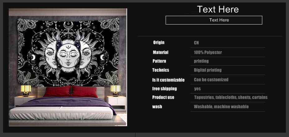 Mandala Tapestry White Black Sun And Moon Tapestry Wall Hanging Tarot Hippie Wall Rugs Dorm Decor Blanket