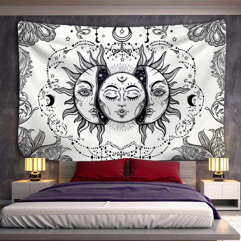 Mandala Tapestry White Black Sun And Moon Tapestry Wall Hanging Tarot Hippie Wall Rugs Dorm Decor Blanket Mandala Tapestry White Black Sun And Moon Tapestry Wall Hanging Tarot Hippie Wall Rugs Dorm Decor Blanket