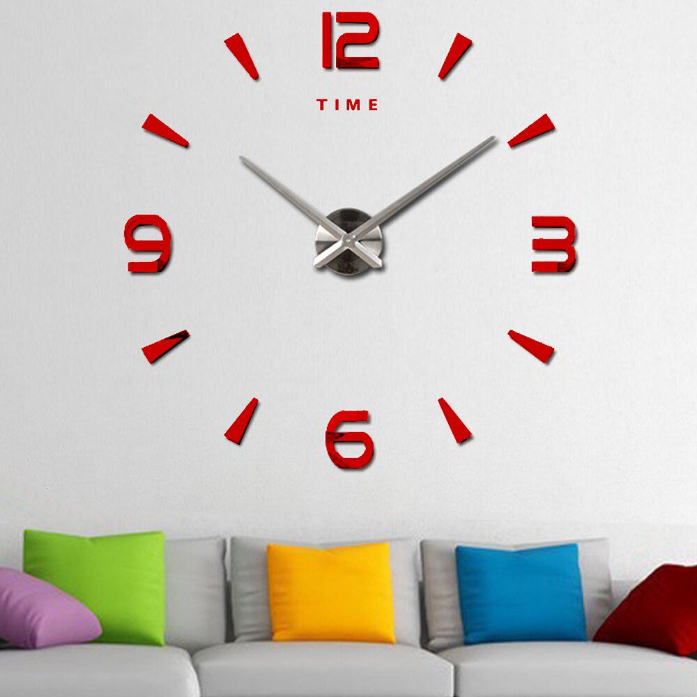 Large Wall Clock Quartz 3D DIY Big Watch Decorative Kitchen Clocks Acrylic Mirror Sticker Oversize Wall Clocks Home Letter Decor