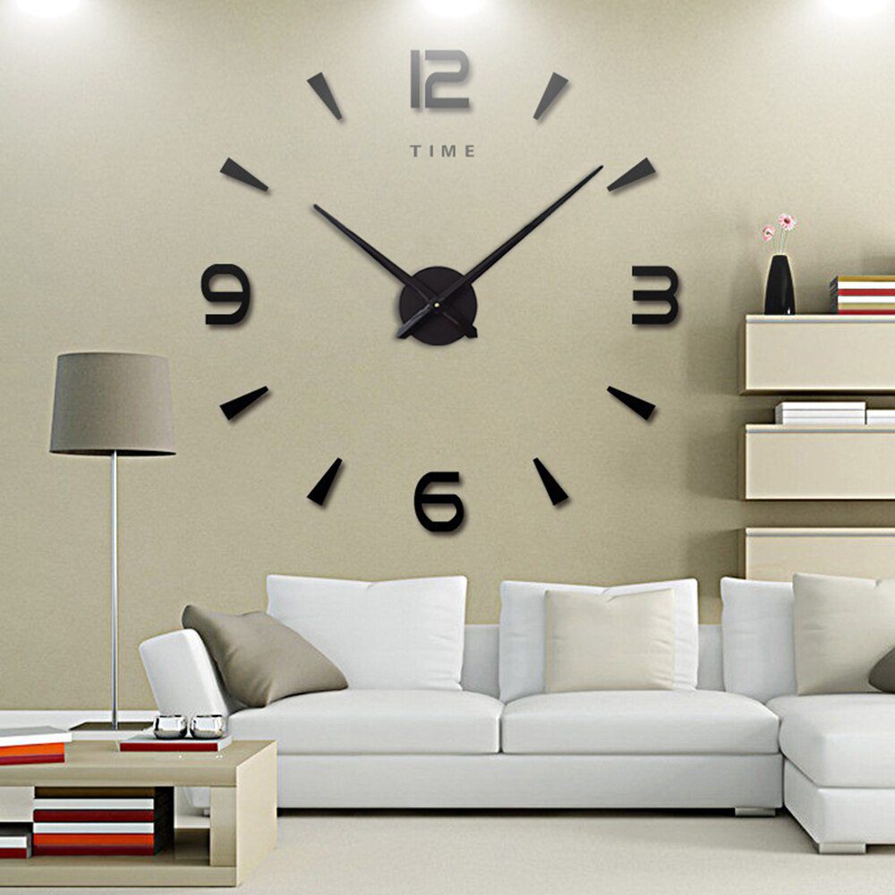 Large Wall Clock Quartz 3D DIY Big Watch Decorative Kitchen Clocks Acrylic Mirror Sticker Oversize Wall Clocks Home Letter Decor