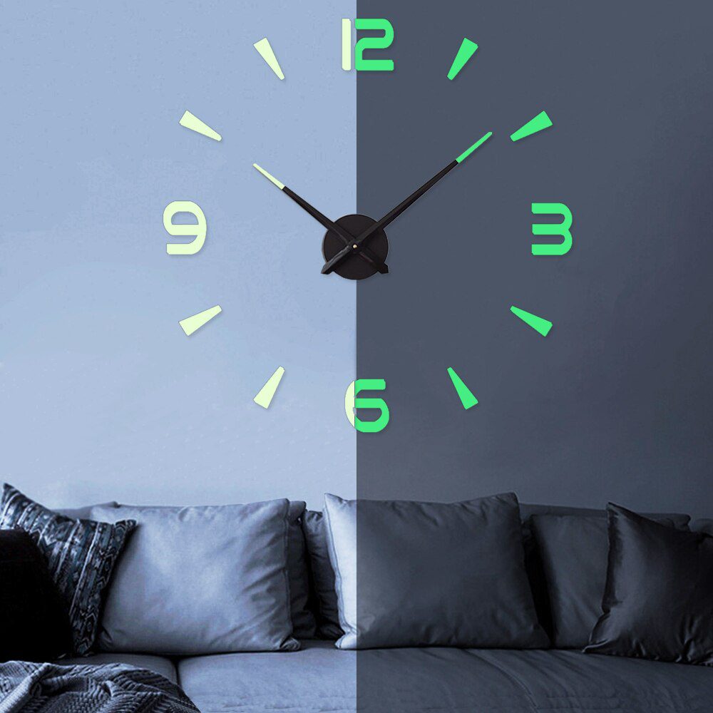 Large Wall Clock Quartz 3D DIY Big Watch Decorative Kitchen Clocks Acrylic Mirror Sticker Oversize Wall Clocks Home Letter Decor