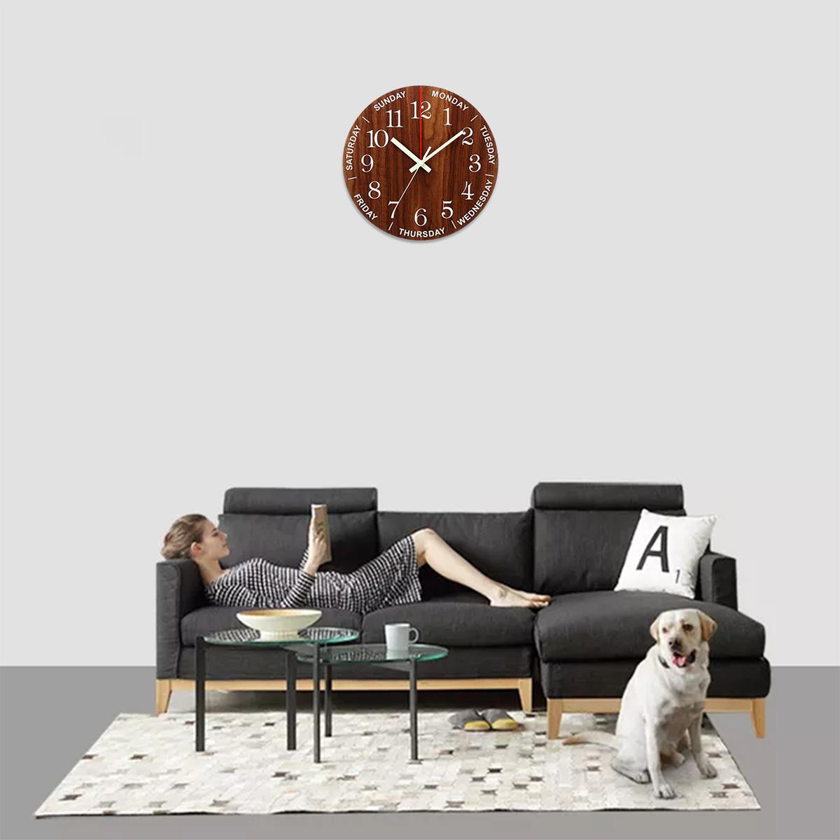12 Inch Luminous Wall Clock Wood Silent light in dark night Nordic Fashion Wall Clock Non Ticking Clock With Night Light