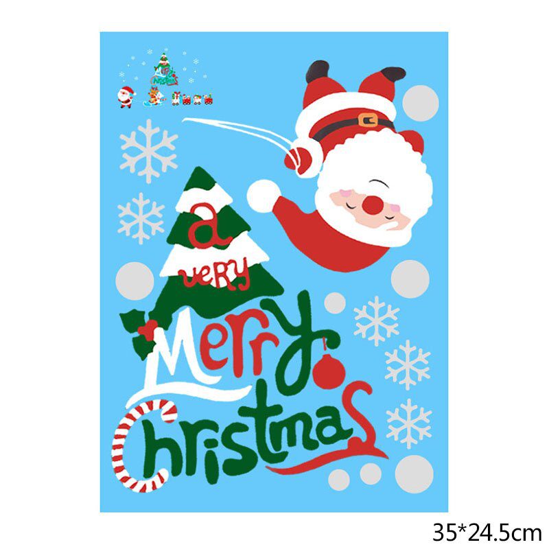 1 Sheet Merry Christmas Snowflake Snowman Window Sticker Christmas Wall Stickers Kids Room Wall Decals