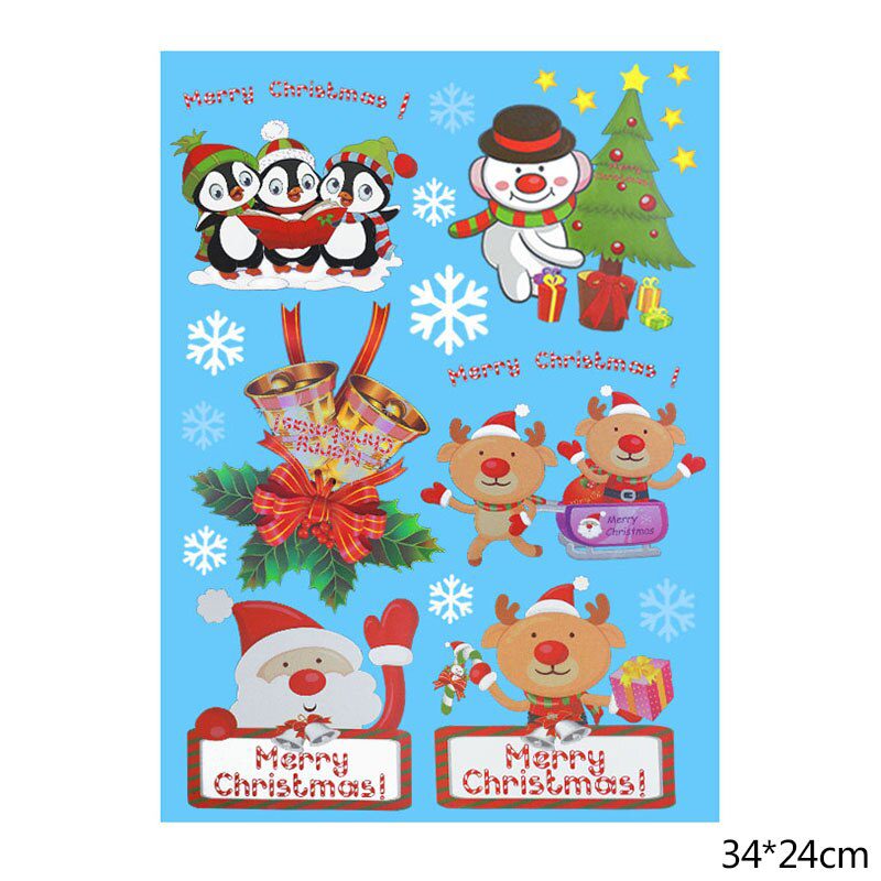 1 Sheet Merry Christmas Snowflake Snowman Window Sticker Christmas Wall Stickers Kids Room Wall Decals