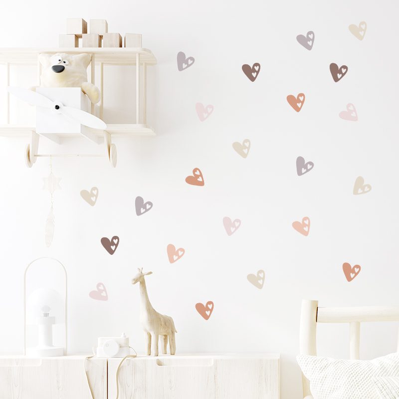 36pcs Heart Shape Trendy Boho Style Wall Stickers Bohemian Wall Decals for Living Room Bedroom Nursery Room Kids Room Home Decor