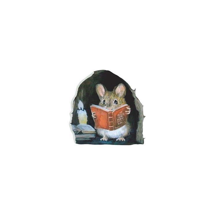 Cartoon Mouse Reading Wall Sticker Kids Room Home Decoration Mural Living Room Bedroom Wallpaper Removable Funny Rats Stickers