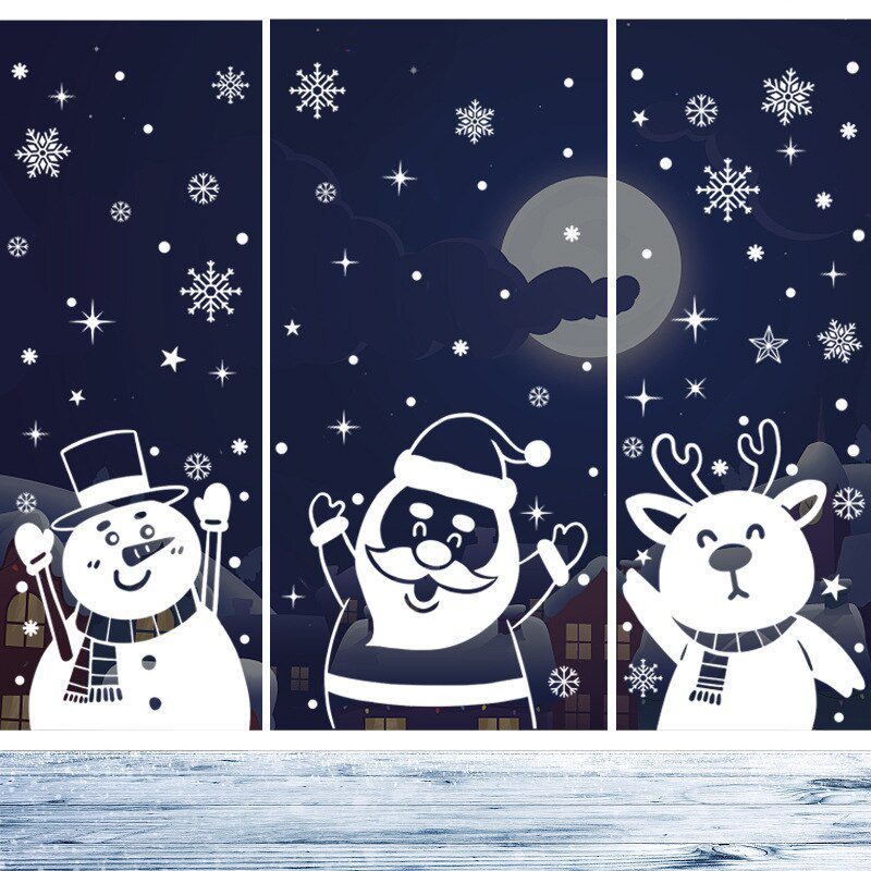 1Set Santa Claus Snowman Elk Window Stickers Snowflake Electrostatic Wall Sticker 2022 Christmas Decoration For Home New Year 1Set Santa Claus Snowman Elk Window Stickers Snowflake Electrostatic Wall Sticker 2022 Christmas Decoration For Home New Year