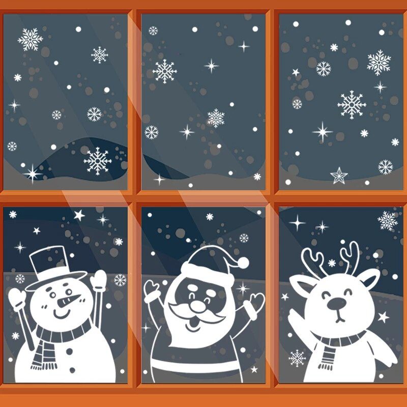 1Set Santa Claus Snowman Elk Window Stickers Snowflake Electrostatic Wall Sticker 2022 Christmas Decoration For Home New Year 1Set Santa Claus Snowman Elk Window Stickers Snowflake Electrostatic Wall Sticker 2022 Christmas Decoration For Home New Year