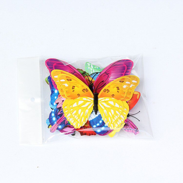 12Pcs Mixed Color Double Layer Butterfly 3D Wall Sticker For Wedding Decoration Magnet Butterflies Fridge Decals Home Room Decor