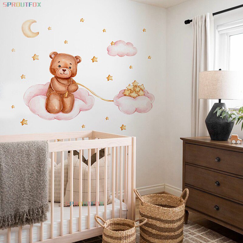 Elephant Giraffe Wall Stickers For Kids Rooms Wall Decorative Vinyl Animal Pattern Moon Child Wall Stickers For Children's Room
