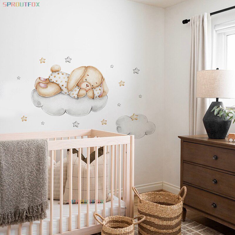 Elephant Giraffe Wall Stickers For Kids Rooms Wall Decorative Vinyl Animal Pattern Moon Child Wall Stickers For Children's Room
