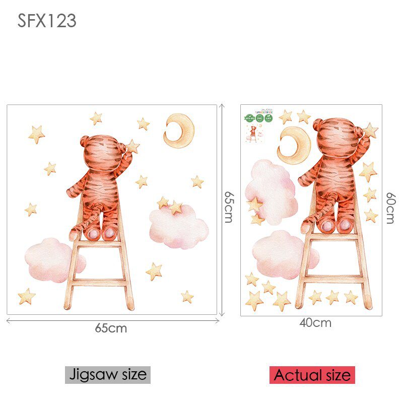 Elephant Giraffe Wall Stickers For Kids Rooms Wall Decorative Vinyl Animal Pattern Moon Child Wall Stickers For Children's Room