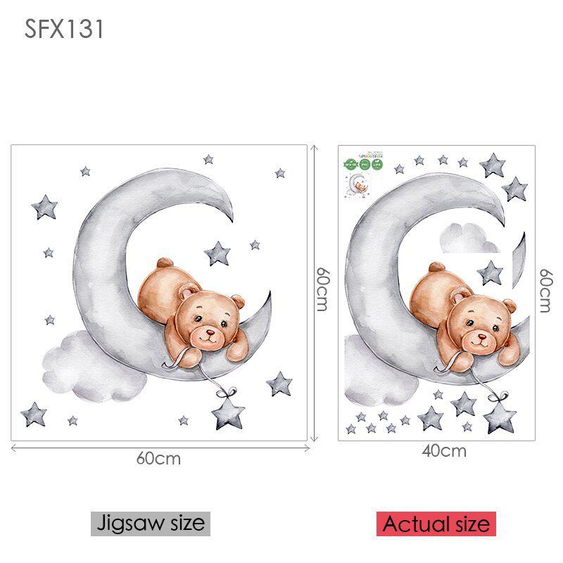 Elephant Giraffe Wall Stickers For Kids Rooms Wall Decorative Vinyl Animal Pattern Moon Child Wall Stickers For Children's Room