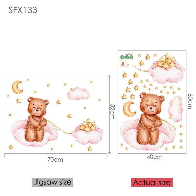 Elephant Giraffe Wall Stickers For Kids Rooms Wall Decorative Vinyl Animal Pattern Moon Child Wall Stickers For Children's Room