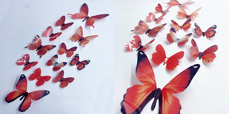 12Pcs Butterflies Wall Stickers New Year Gift Home Decorations 3D Butterfly PVC Self Adhesive Wallpaper For Living Room Decals