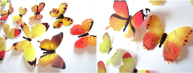 12Pcs Butterflies Wall Stickers New Year Gift Home Decorations 3D Butterfly PVC Self Adhesive Wallpaper For Living Room Decals