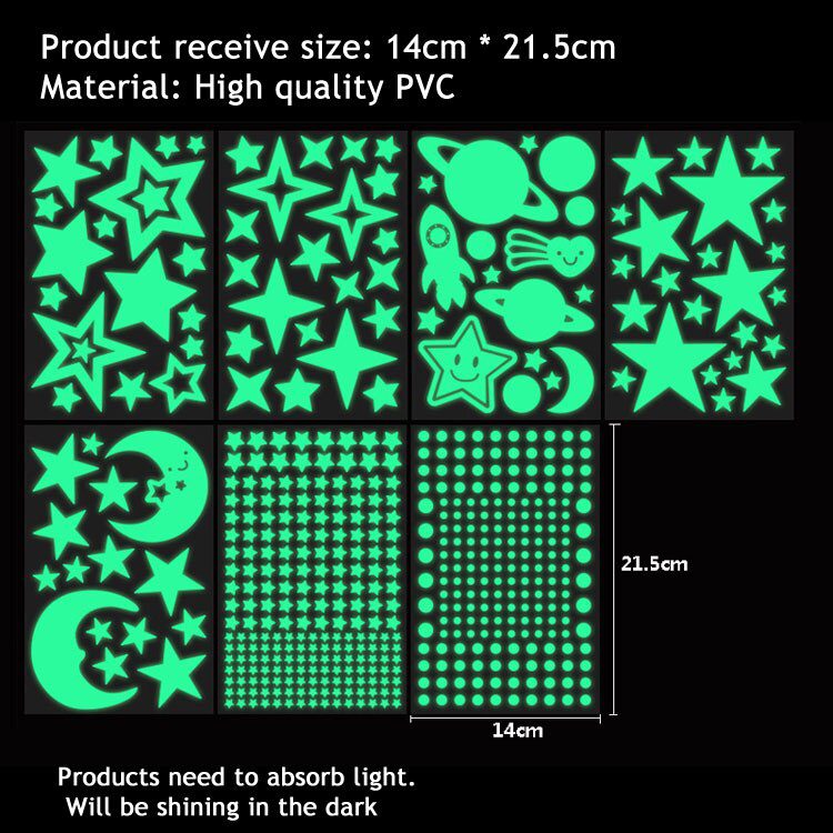 3D Bubble Luminous Stars Moon Dots Wall Stickers For Kids Room Bedroom Home Decoration Glow In The Dark DIY Combination Decals