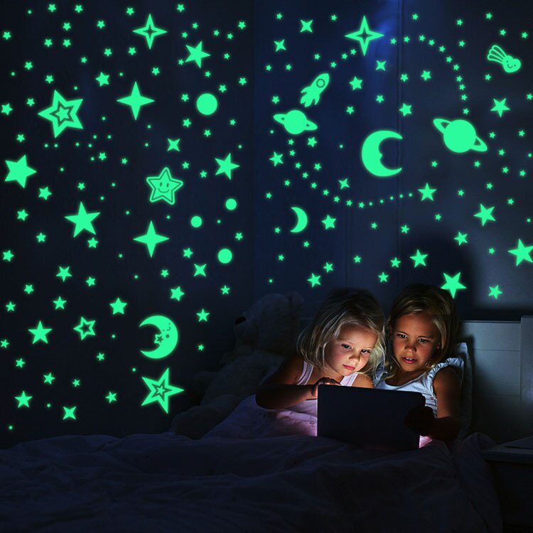 3D Bubble Luminous Stars Moon Dots Wall Stickers For Kids Room Bedroom Home Decoration Glow In The Dark DIY Combination Decals