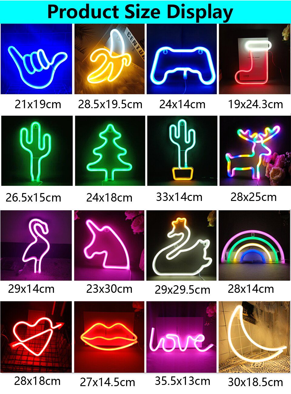 LED Neon Night Light Wall Hanging Neon Sign for Kids Room Home Bedroom Party Bar Wedding Decoration Christmas Gift Neon Lamp