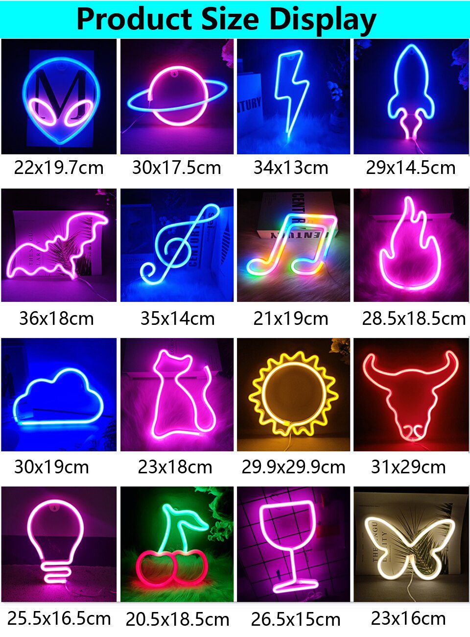 LED Neon Night Light Wall Hanging Neon Sign for Kids Room Home Bedroom Party Bar Wedding Decoration Christmas Gift Neon Lamp