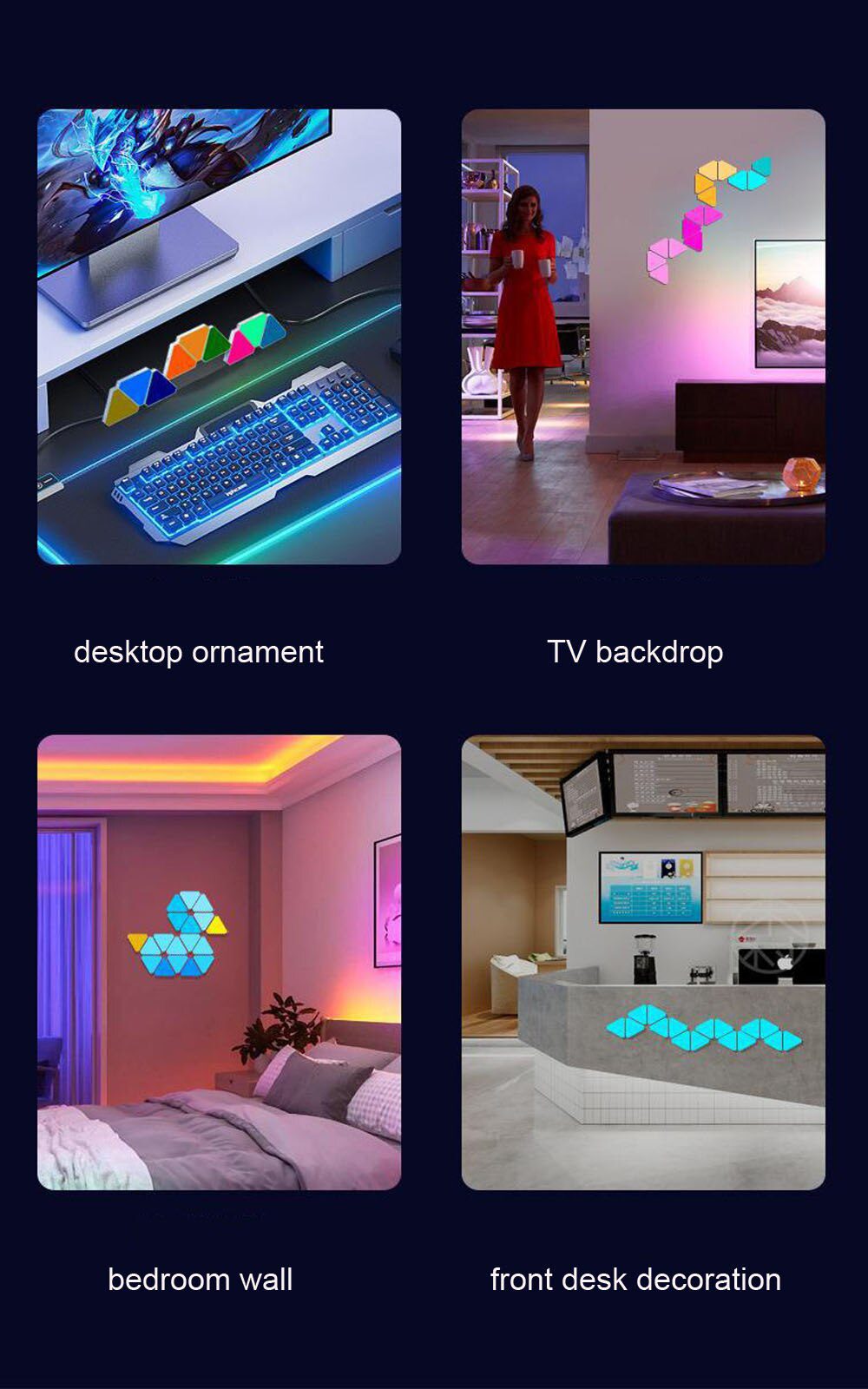 WIFI Bluetooth 5V USB Triangle Lamps Quantum Atmosphere LED Night Light For Game Bedroom Decoration Creative Decorat Wall Lamps WIFI Bluetooth 5V USB Triangle Lamps Quantum Atmosphere LED Night Light For Game Bedroom Decoration Creative Decorat Wall Lamps