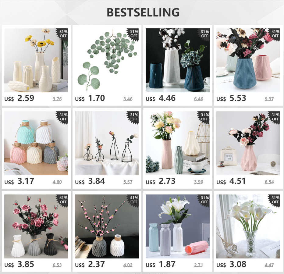 Modern Flower Vase Imitation Ceramic Flower Pot Decoration Home Plastic Vase Flower Arrangement Nordic Style Home Decoration