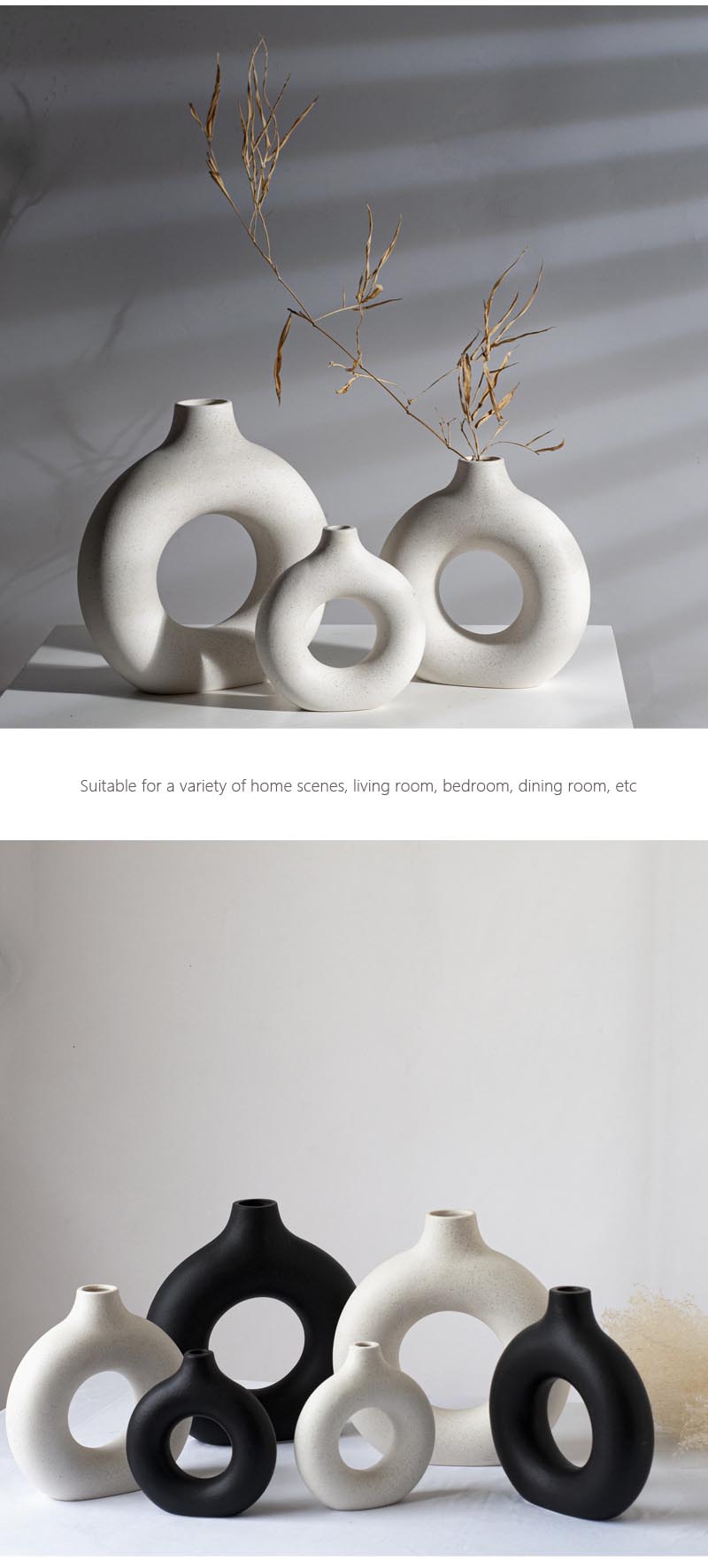 Vilead Square Circular Hollow Ceramic Vase Donuts Nordic Flower Home Decoration Accessories Office Living Room Interior Decor Vilead Square Circular Hollow Ceramic Vase Donuts Nordic Flower Home Decoration Accessories Office Living Room Interior Decor