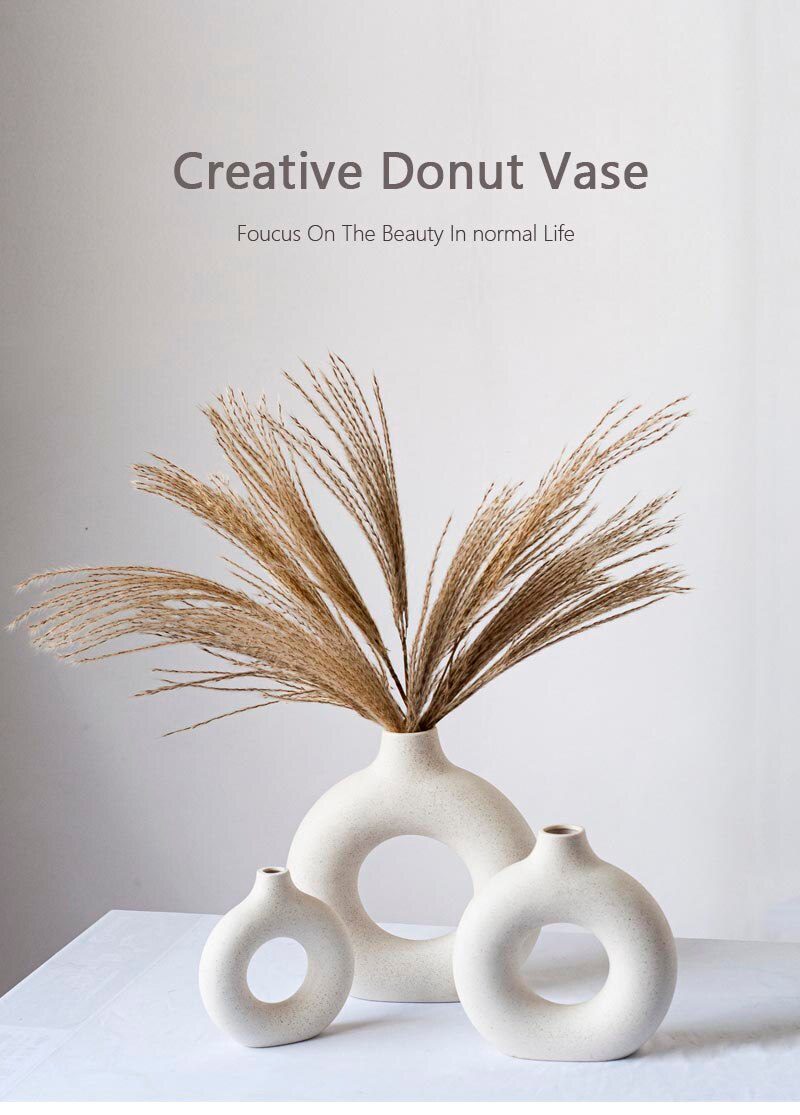 Vilead Square Circular Hollow Ceramic Vase Donuts Nordic Flower Home Decoration Accessories Office Living Room Interior Decor Vilead Square Circular Hollow Ceramic Vase Donuts Nordic Flower Home Decoration Accessories Office Living Room Interior Decor