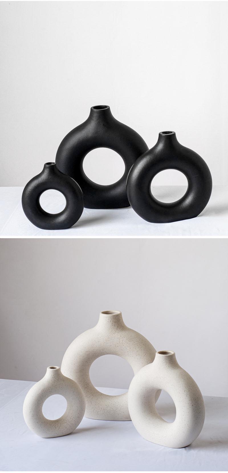 Vilead Square Circular Hollow Ceramic Vase Donuts Nordic Flower Home Decoration Accessories Office Living Room Interior Decor Vilead Square Circular Hollow Ceramic Vase Donuts Nordic Flower Home Decoration Accessories Office Living Room Interior Decor