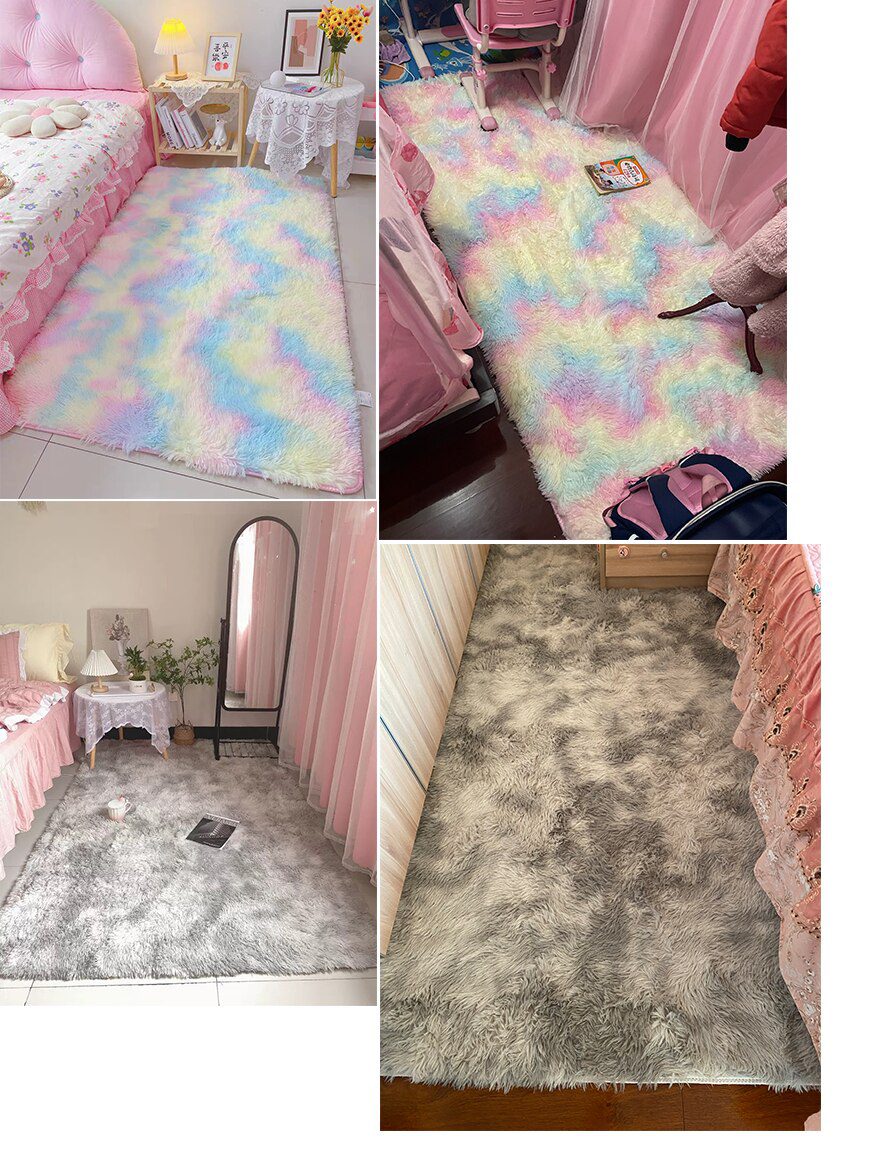Fluffy Large Carpet Living Room Plush Lounge Rug in The Bedroom Floor Mat Soft Velvet Carpets For Children Kids Decoration