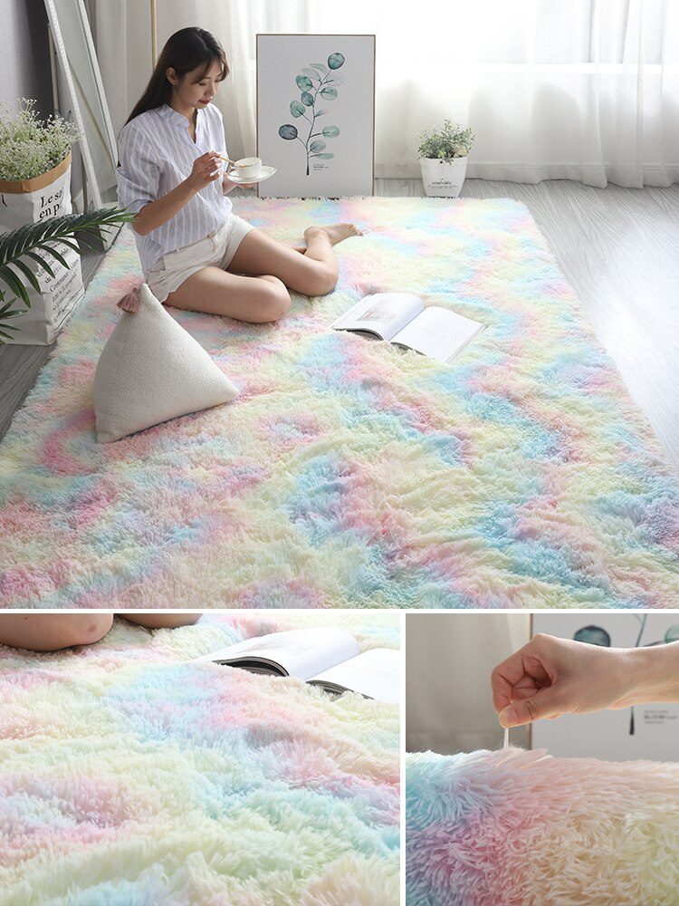 Fluffy Large Carpet Living Room Plush Lounge Rug in The Bedroom Floor Mat Soft Velvet Carpets For Children Kids Decoration