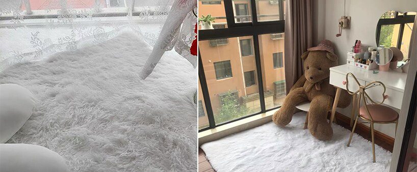 Furry Carpet Living Room Mat Modern Bedroom Nordic Style Decoration Carpet Large Size Black Gray White Non Slip Children's Rugs