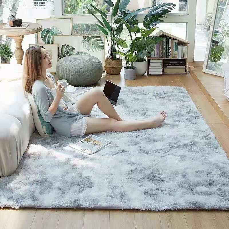 Furry Carpet Living Room Mat Modern Bedroom Nordic Style Decoration Carpet Large Size Black Gray White Non Slip Children's Rugs