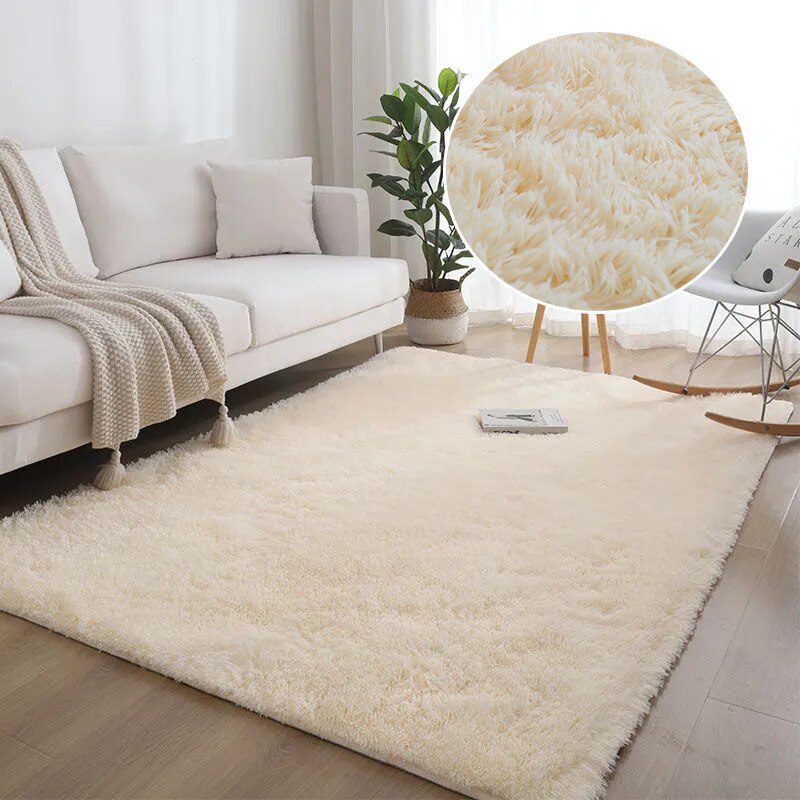 Furry Carpet Living Room Mat Modern Bedroom Nordic Style Decoration Carpet Large Size Black Gray White Non Slip Children's Rugs