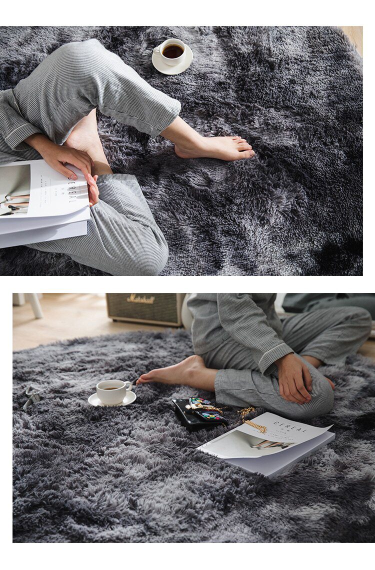 Furry Carpet Living Room Mat Modern Bedroom Nordic Style Decoration Carpet Large Size Black Gray White Non Slip Children's Rugs