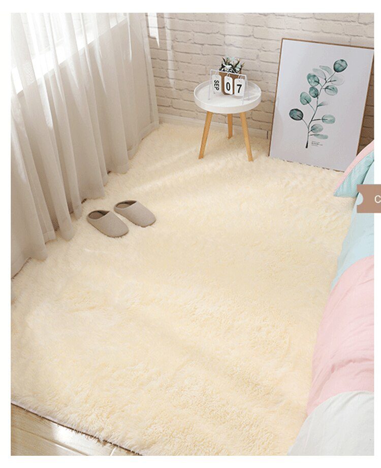 Furry Carpet Living Room Mat Modern Bedroom Nordic Style Decoration Carpet Large Size Black Gray White Non Slip Children's Rugs