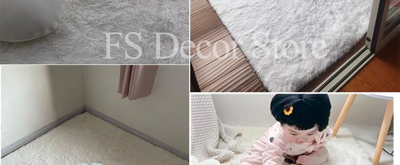 Furry Carpet Living Room Mat Modern Bedroom Nordic Style Decoration Carpet Large Size Black Gray White Non Slip Children's Rugs