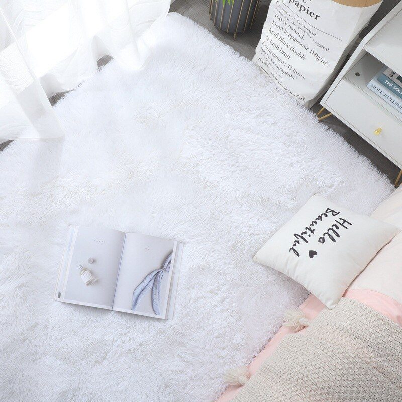 Furry Carpet Living Room Mat Modern Bedroom Nordic Style Decoration Carpet Large Size Black Gray White Non Slip Children's Rugs