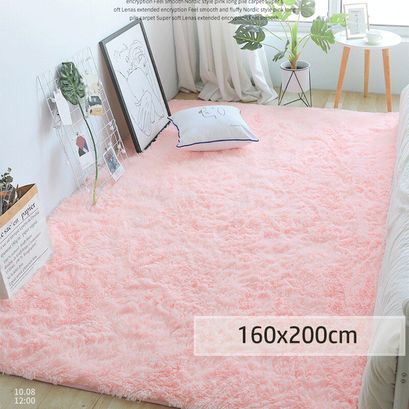 Furry Carpet Living Room Mat Modern Bedroom Nordic Style Decoration Carpet Large Size Black Gray White Non Slip Children's Rugs