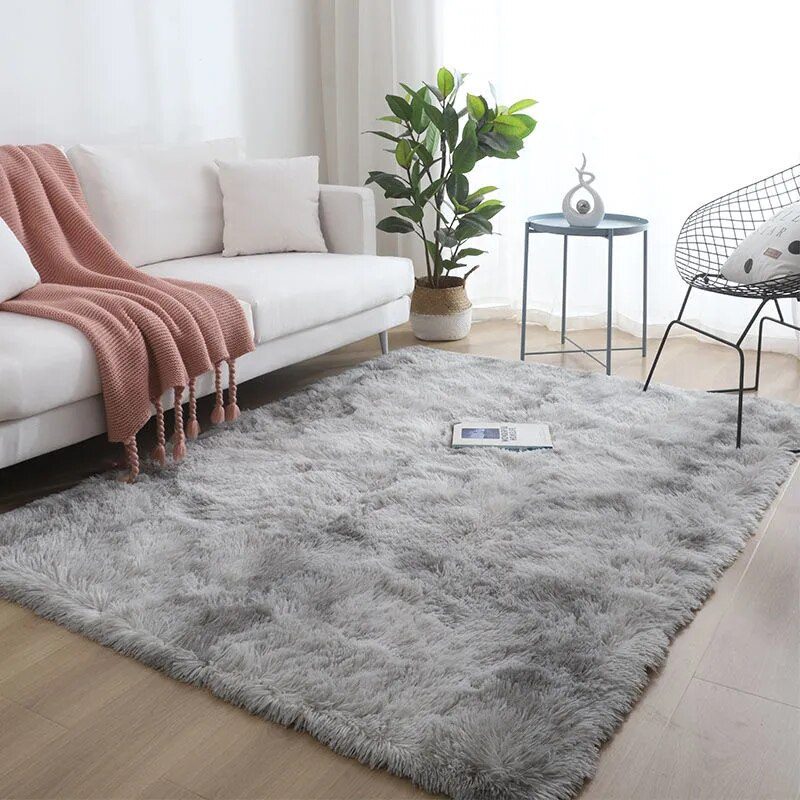 Furry Carpet Living Room Mat Modern Bedroom Nordic Style Decoration Carpet Large Size Black Gray White Non Slip Children's Rugs