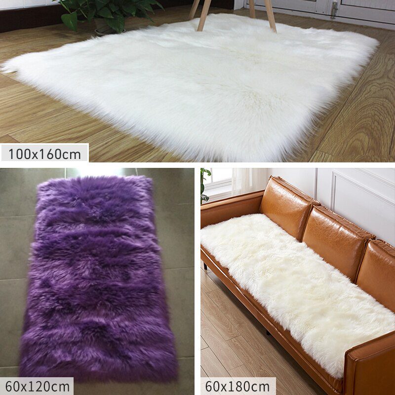 Plush Sheepskin Rugs For Bedroom Carpet Room Long Hair Bedside Mat  Floor Hairy White Rugs Red Living Room Fur Kids Carpets