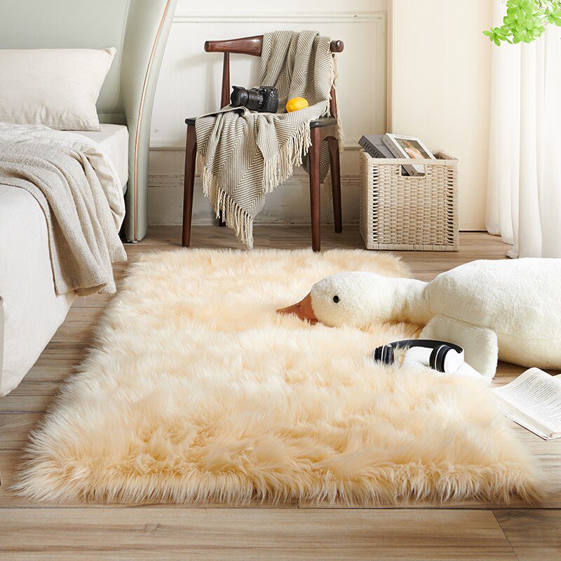 Plush Sheepskin Rugs For Bedroom Carpet Room Long Hair Bedside Mat  Floor Hairy White Rugs Red Living Room Fur Kids Carpets