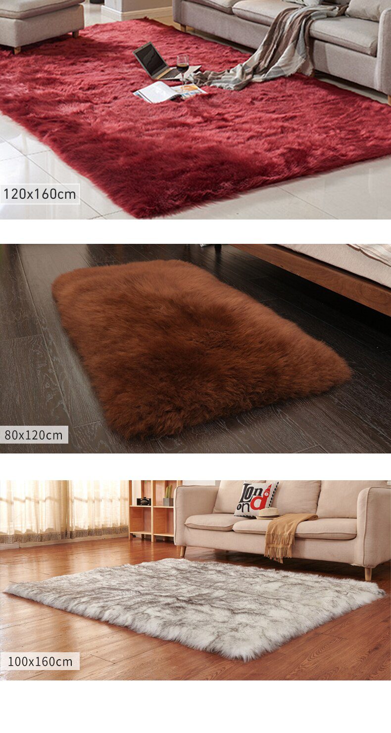 Plush Sheepskin Rugs For Bedroom Carpet Room Long Hair Bedside Mat  Floor Hairy White Rugs Red Living Room Fur Kids Carpets