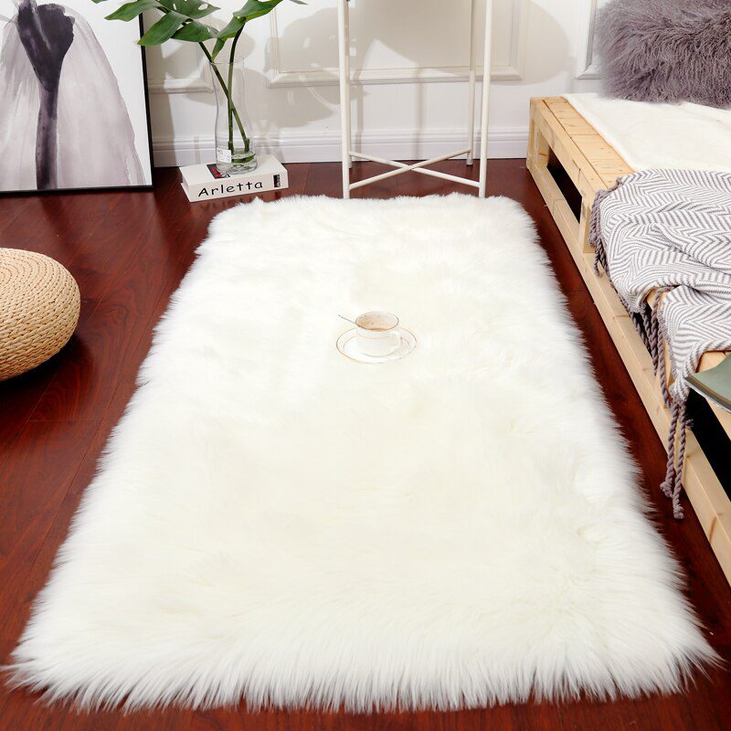 Plush Sheepskin Rugs For Bedroom Carpet Room Long Hair Bedside Mat  Floor Hairy White Rugs Red Living Room Fur Kids Carpets