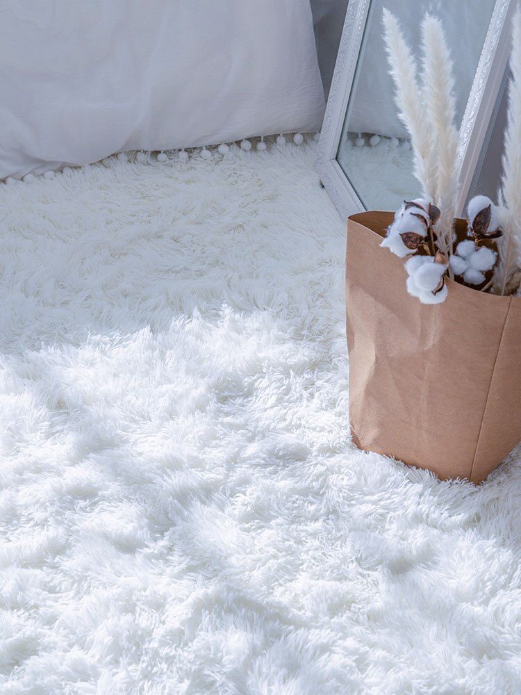 Soft Shaggy Carpet Living Room Fluffy Children Rugs Large Beige Plush Area Rug for Bedroom Kids Room Nursery Modern Home Decor